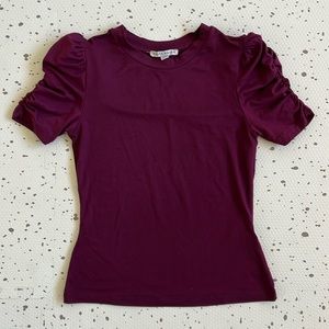 💘 HAUTE MONDE - MAROON ROUCHE SLEEVE TOP
